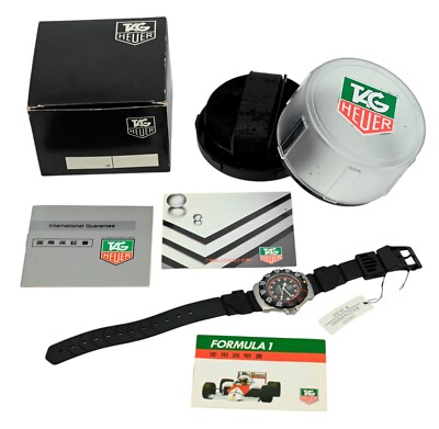 RARE NOS Tag Heuer 35mm Formula 1 Black/ Red Kenwood Dial F1 Watch