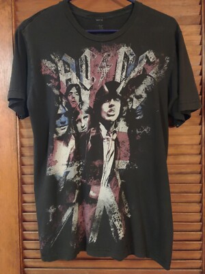 ACDC Highway To Hell British flag medium shirt, Ac-dc AC/DC hard rock 