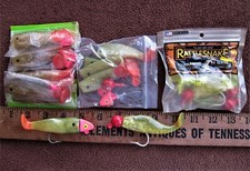 RATTLESNAKE Soft Plastic Shad Tails (22 Count) & Jig Heads (8 Count) - NEW OTHER
