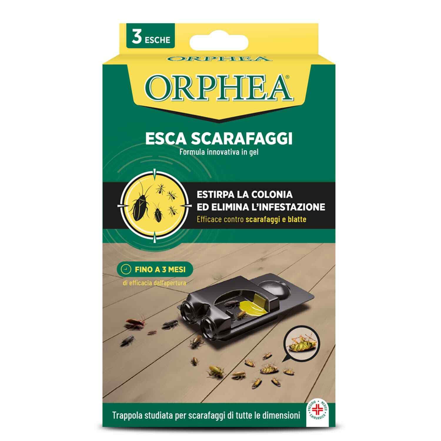Orphea Esche per Scarafaggi, Gel, Estirpa Nido e Colonia, Efficacia 3 Mesi, 3pz