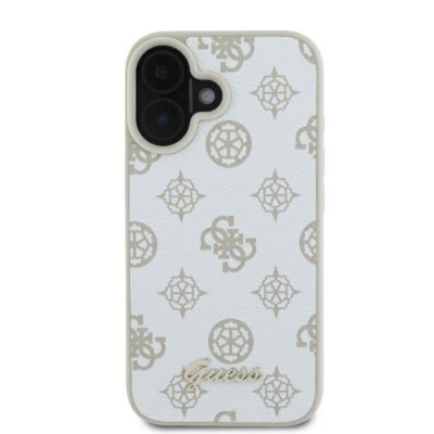 Guess iPhone 16 Hülle Case Cover MagSafe Peony Script Logo white