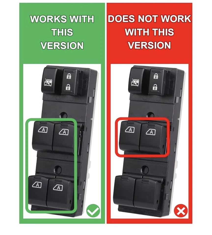 前左侧窗开关适用于 2009 - 2011 年日产 Maxima 25401-9N00D — 第 2/3 张图片