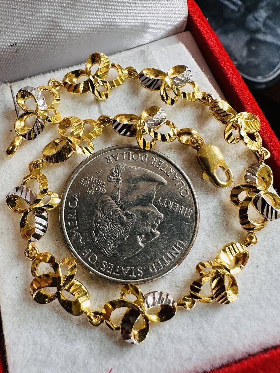 22K 916 22C Dubai Gold Ribbon Flower Two tone Bracelet fits 22K 916 22C Dubai Gold Ribbon Flower Two tone Bracelet fits
