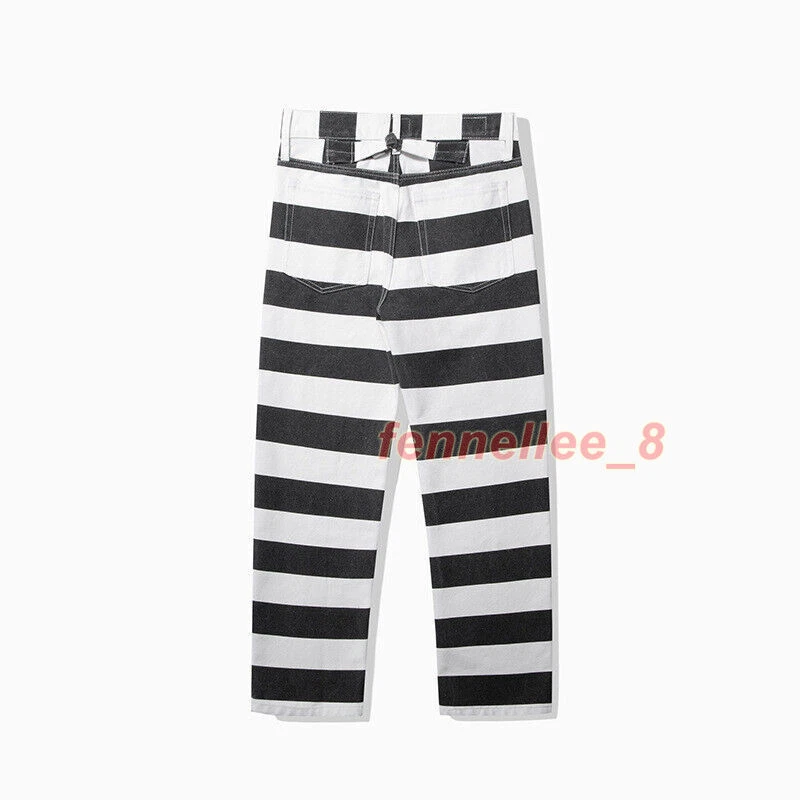 Pantalones de mezclilla de lona OKONKWO clásicos prisioneros a rayas para motocicleta Foto 3 de 4