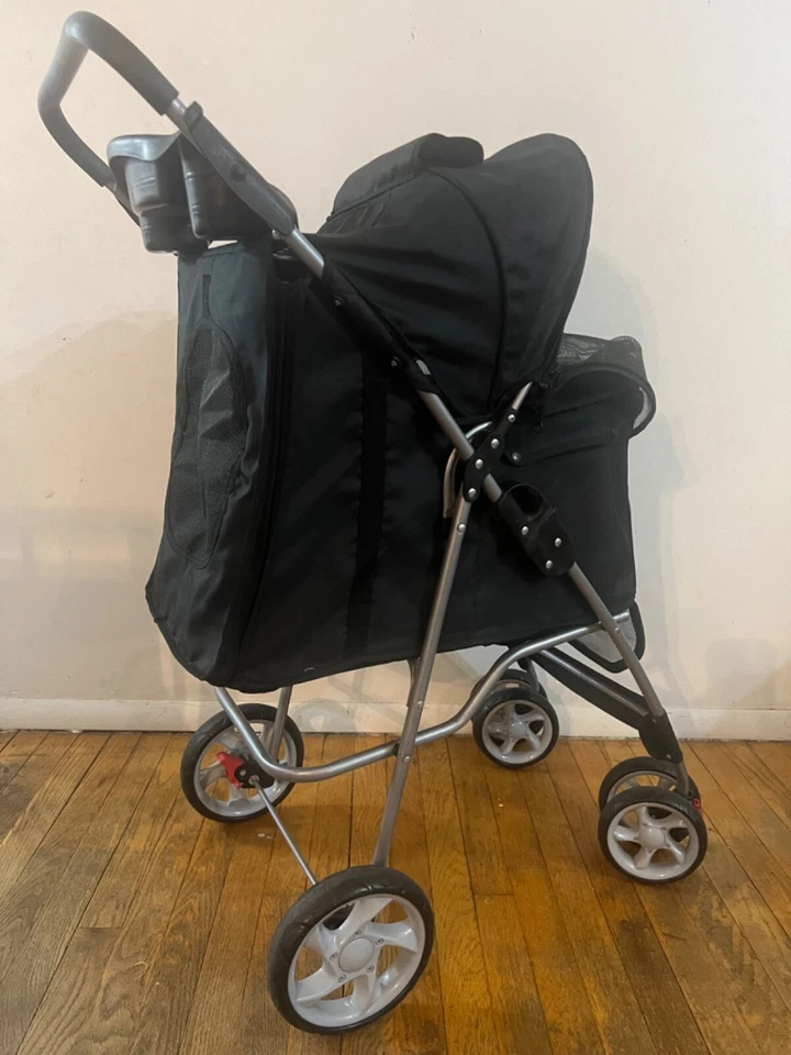 Cochecito para mascotas Oxgord Paws & Pals de 4 ruedas negro Foto 3 de 4