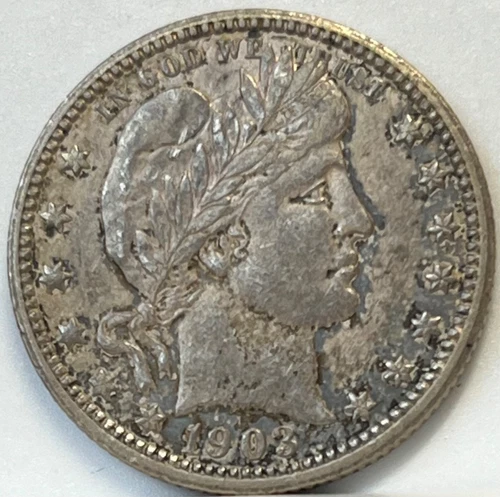 1903 O New Orleans Barber Quarter  Au Coin