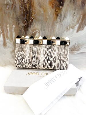 $3295 Rare Jimmy Choo Black & White Python Candy Cayla Clutch Bag $3295 Rare Jimmy Choo Black & White Python Candy Cayla Clutch Bag