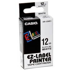 Casio XR-12 WE EZ-Label Printer Schriftband selbstklebend12mm 8m schwarz weiß