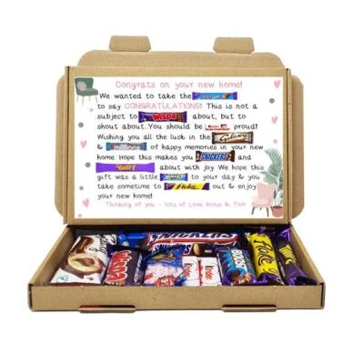 TREASURED FOREVER Personalised New Home Gift House Treat Box Hamper chocolates postal unique poem