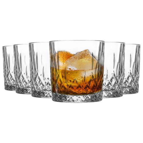 6x Prysm Whisky Glasses Vintage Cut Glass Water Juice Tumblers 330ml Clear - Afbeelding 1 van 6