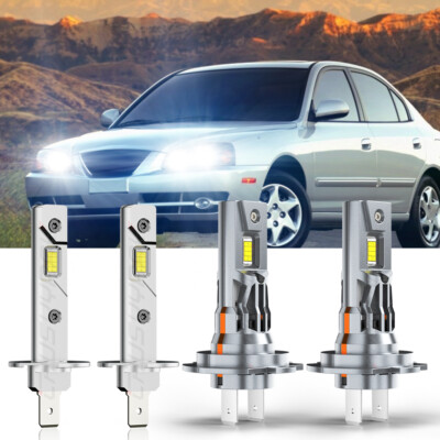 For Hyundai Elantra 2001-2006 6500K White LED Headlight Kit High Low Beam H1+H7