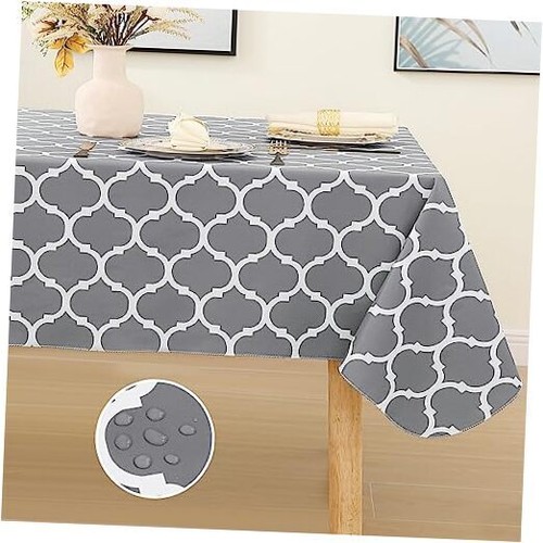 Rectangle Tablecloth, Waterproof Vinyl Tablecloths with Flannel 60"x84" Grey