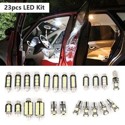 23x LED White Car Inside Light Kit Dome Trunk Mirror License Plate Lamp Bulb New