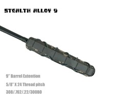 STEALTH ALLOY 9" 5/8"x24 Muzzle Brake Extension Tube for AEG GBB w ACU HeatCover