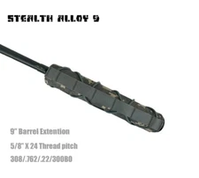 STEALTH ALLOY 9" 5/8"x24 Muzzle Brake Extension Tube for AEG GBB w ACU HeatCover