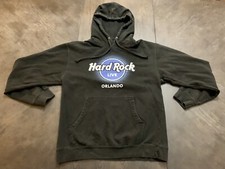 Vintage 1990s Hard Rock Cafe Orlando Black Hooded Sweatshirt Size Medium M