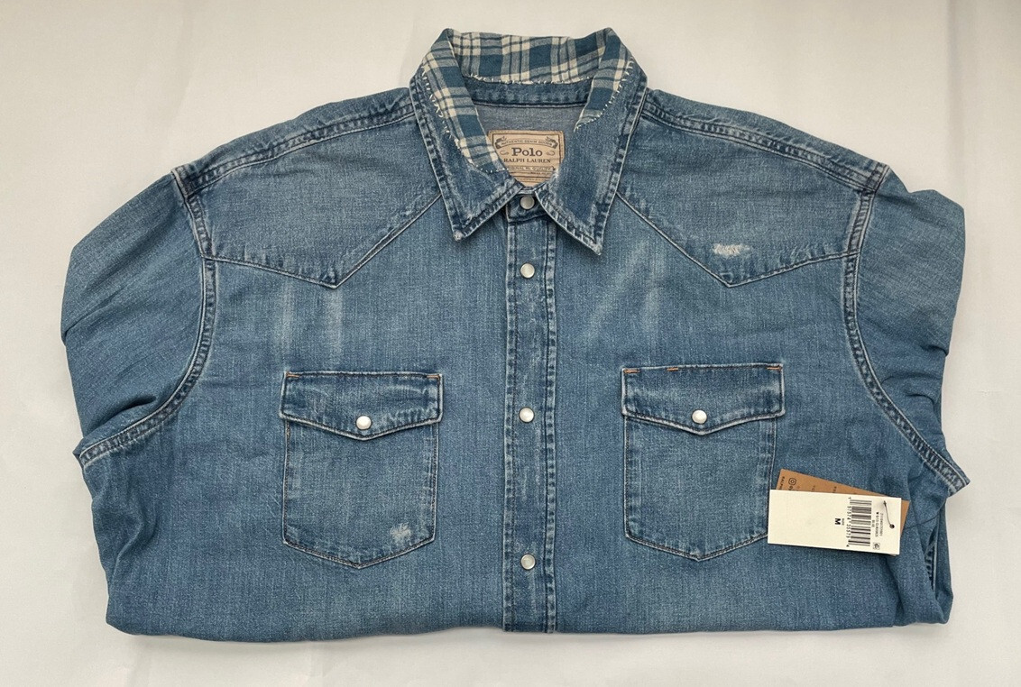 Polo Ralph Lauren Women's Iconic Denim Bit Fit Western Shirt - M