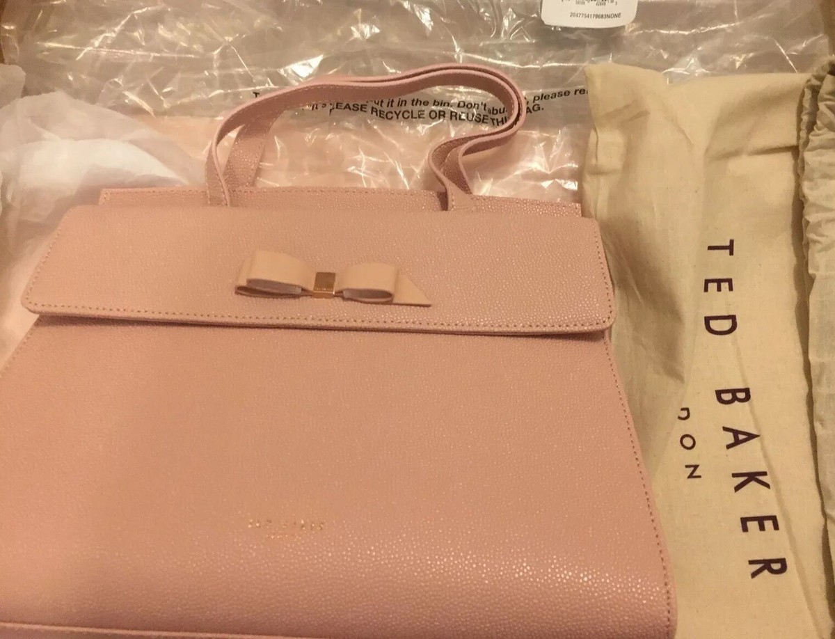 New Ted Baker Aarilli Bow Leather Satchel Bag Pink Rose Gold