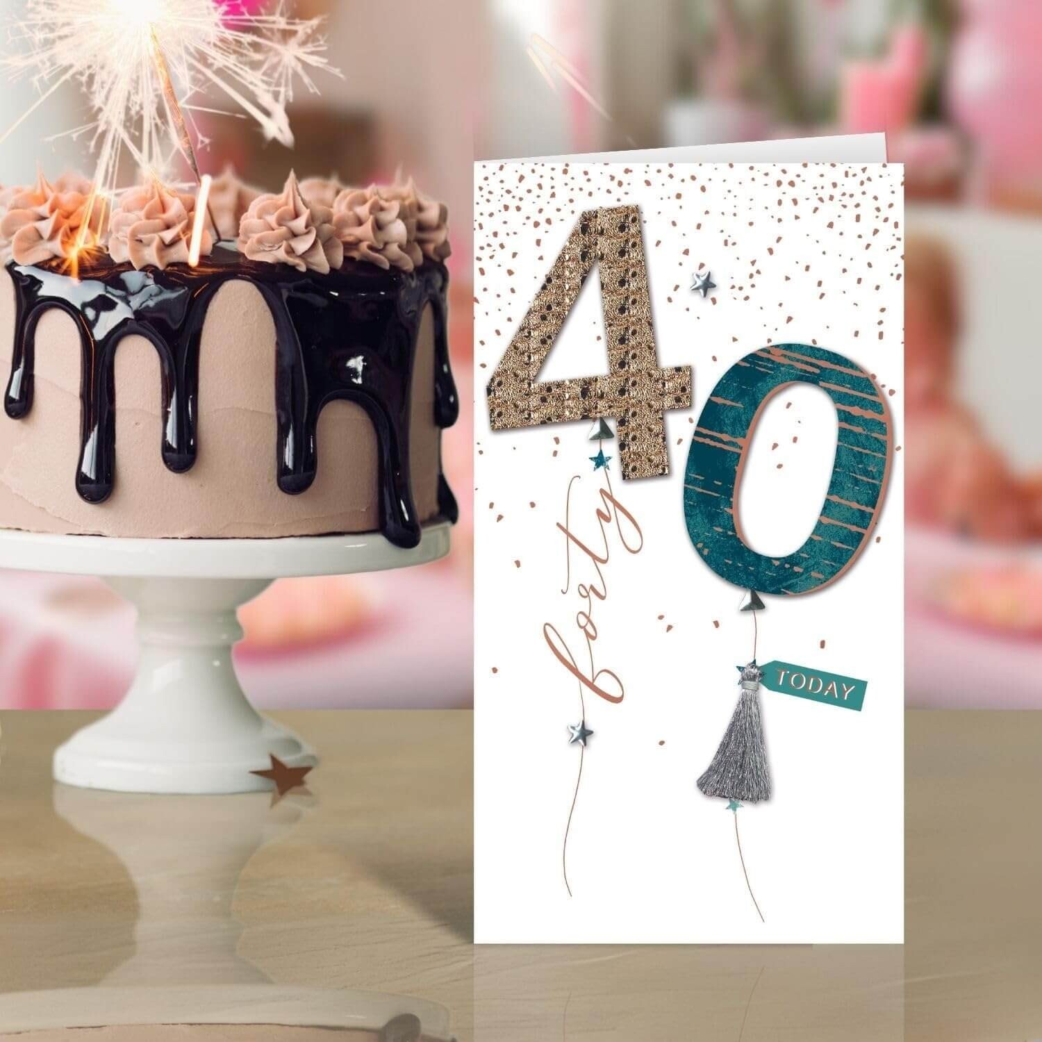 40th Birthday Card Forty 40 - Stylish Classic Metallic Design Greeting Card