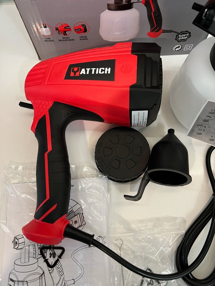 Yattich YT191 Black Red 500W High Power HVLP Paint Sprayer With Paint