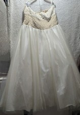 David  s Bridal Wedding Dress Size 22 Ivory Strapless Embroidery Fit  Flare Ball