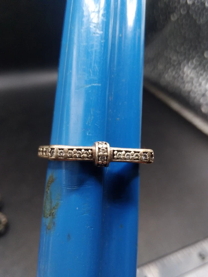 Ladies Sterling Silver Pandora Bow CZ Stacking Ring Size N Or 54 - Image 4 of 4