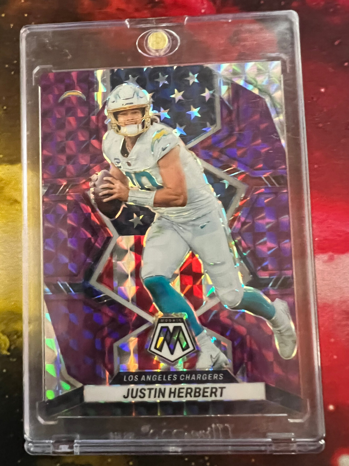 2022 Panini Mosaic - National Pride Purple Mosaic Prizm #254 Justin Herbert /49