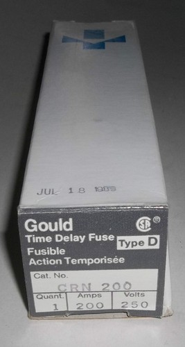 Gould CRN 200 Time Delay Fuse Type D CRN200 - Brand New In Box Old Stock - Picture 5 of 6
