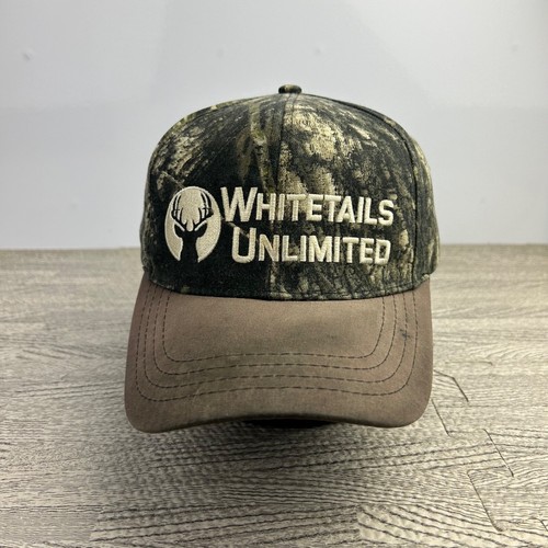 Vintage 90s Whitetails Unlimited Camo Realtree Hat Cap Snap Back Brown Grunge