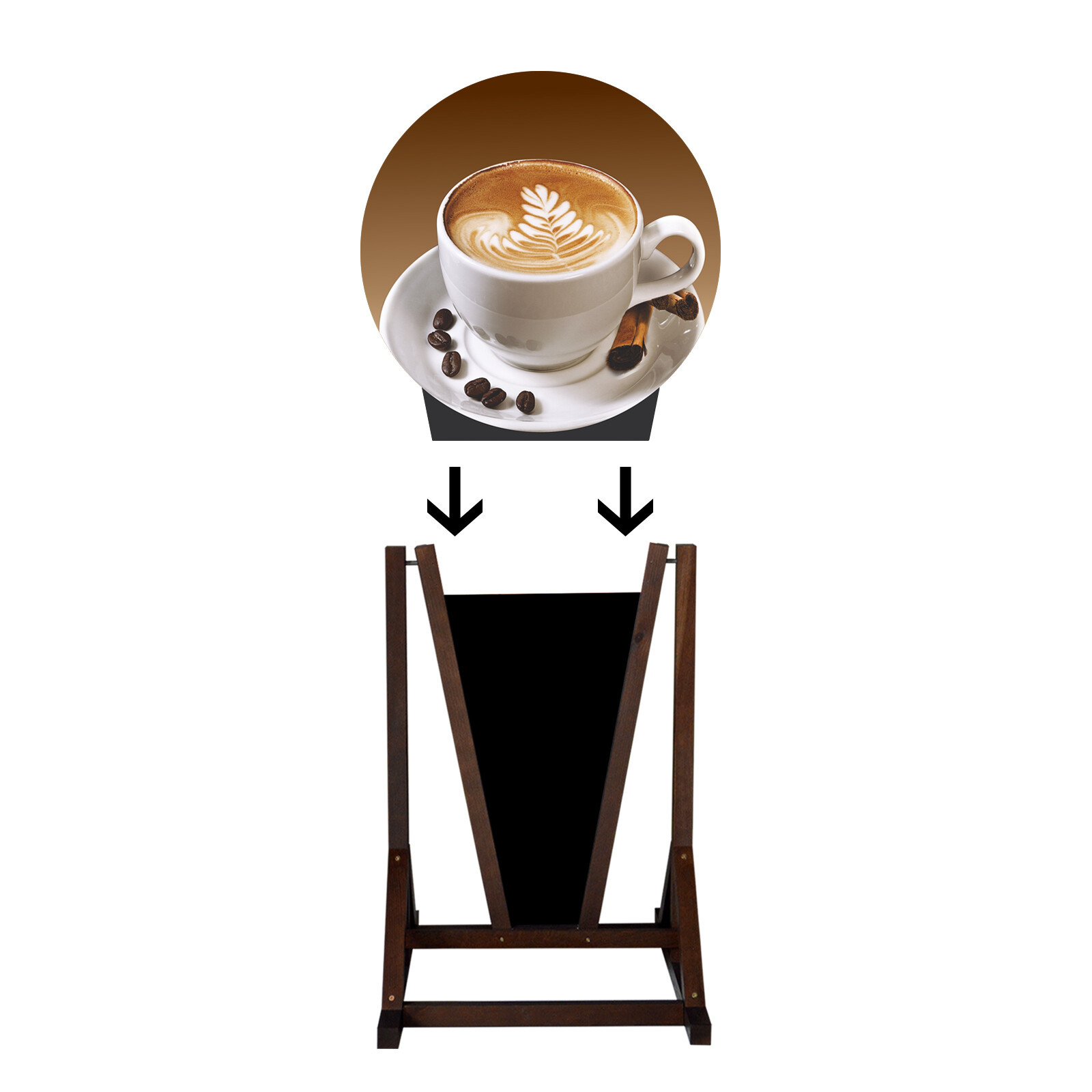 Tableau Ardoise Sur Pied En Bois 'Stop' Pour Café, Boulangerie - Fabriqué En Pologne