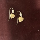 Hearts 14kt Yellow Gold Freshwater Pearls Diamond Cut Hearts Dangle Earrings. — photo 3