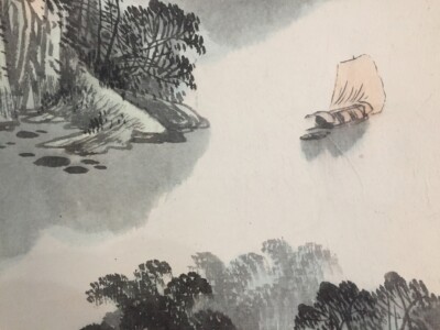 J1833 Japanese Vintage Hanging Scroll KAKEJIKU Hand Paint