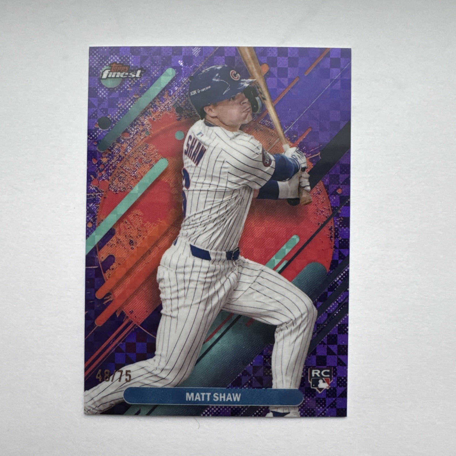 2025 Topps Finest - Rare Matt Shaw #265 Purple Checkerboard Refractor 48/75 (RC)