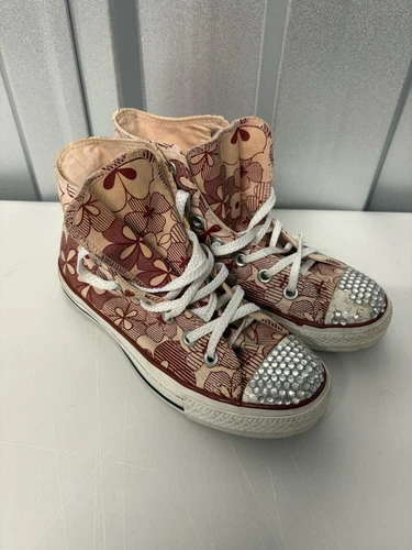 Converse CT Hi Flower Print Hi Tops. Rosa. UK taglia 3. Dettaglio diamantato. Ottime condizioni