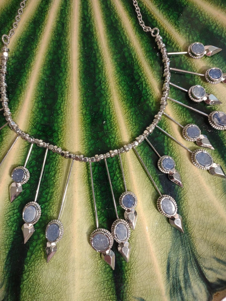 BcBGMaxAzria Natural Stone Sunburst Silver Necklace - Image 3 of 4