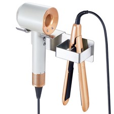 Hair Dryer Holder Wall Mounted, Straightener Metal, Sliver