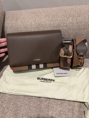 Burberry mackford check and crossbody bag brown MSRP $1895. Brand