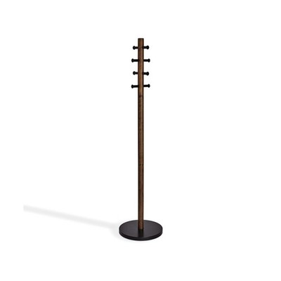 Umbra Pillar, Coat Rack, Black/Walnut W/STOOL USA FAST SHIP