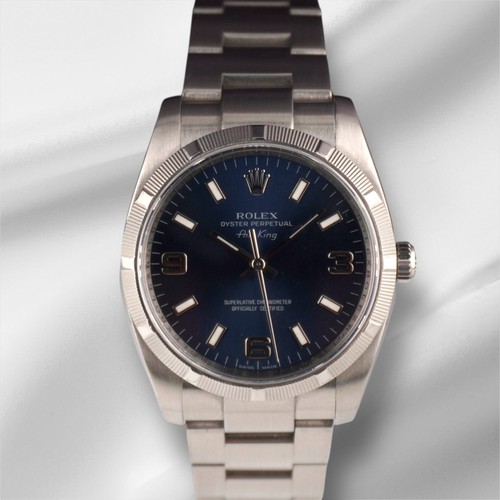 Rolex 34mm Oyster Perpetual Air King Blue Dial Steel Mens Watc...