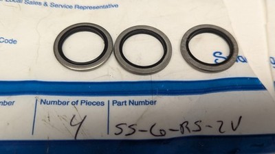 (3) New Swagelok Gasket 3/8'' ISO/BSP Parallel Thread RS, Fluorocarbon SS-6-RS-2V