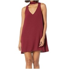 Show Me Your MuMu Women's Choker Shift Dress Burgundy Size Small Casual