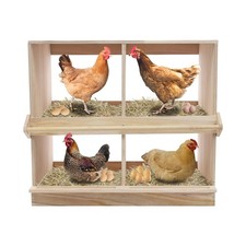 Chicken Nesting Box 4 Compartment Wooden Nesting Boxes for Chickens with Perches