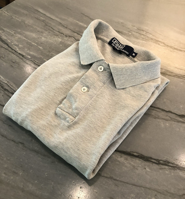 Polo Ralph Lauren Men's Gray Solid Knit Polo Shirt XL Short Sleeve Logo