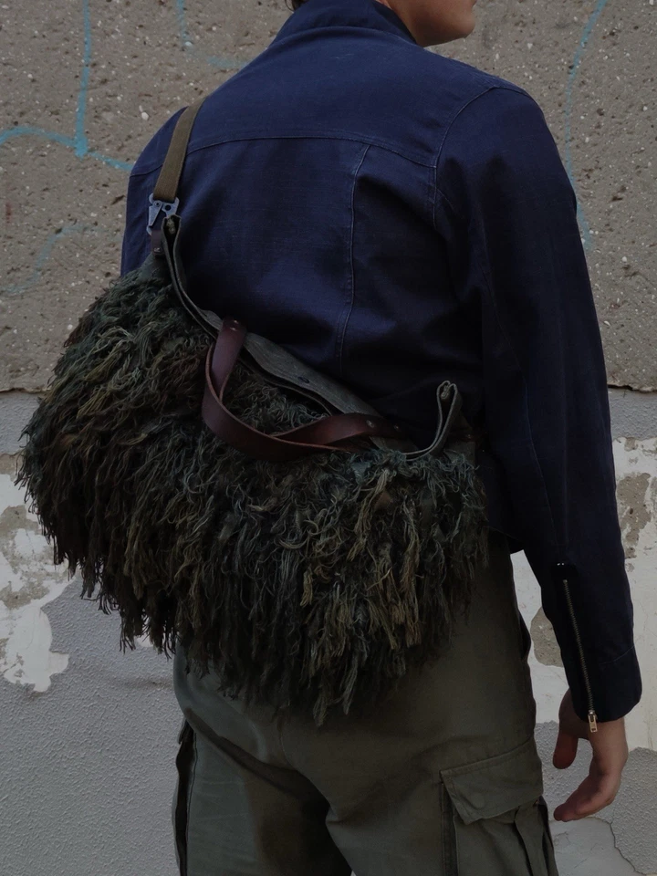 Bolso Bandolera Reciclado de Lona Encerada — Inspirado en Piedras y Algas Vintage Ejército Foto 3 de 4