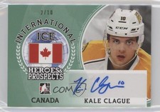 2016-17 Leaf ITG Heroes & Prospects Emerald 2/10 Kale Clague #II-KC1 Auto bp8