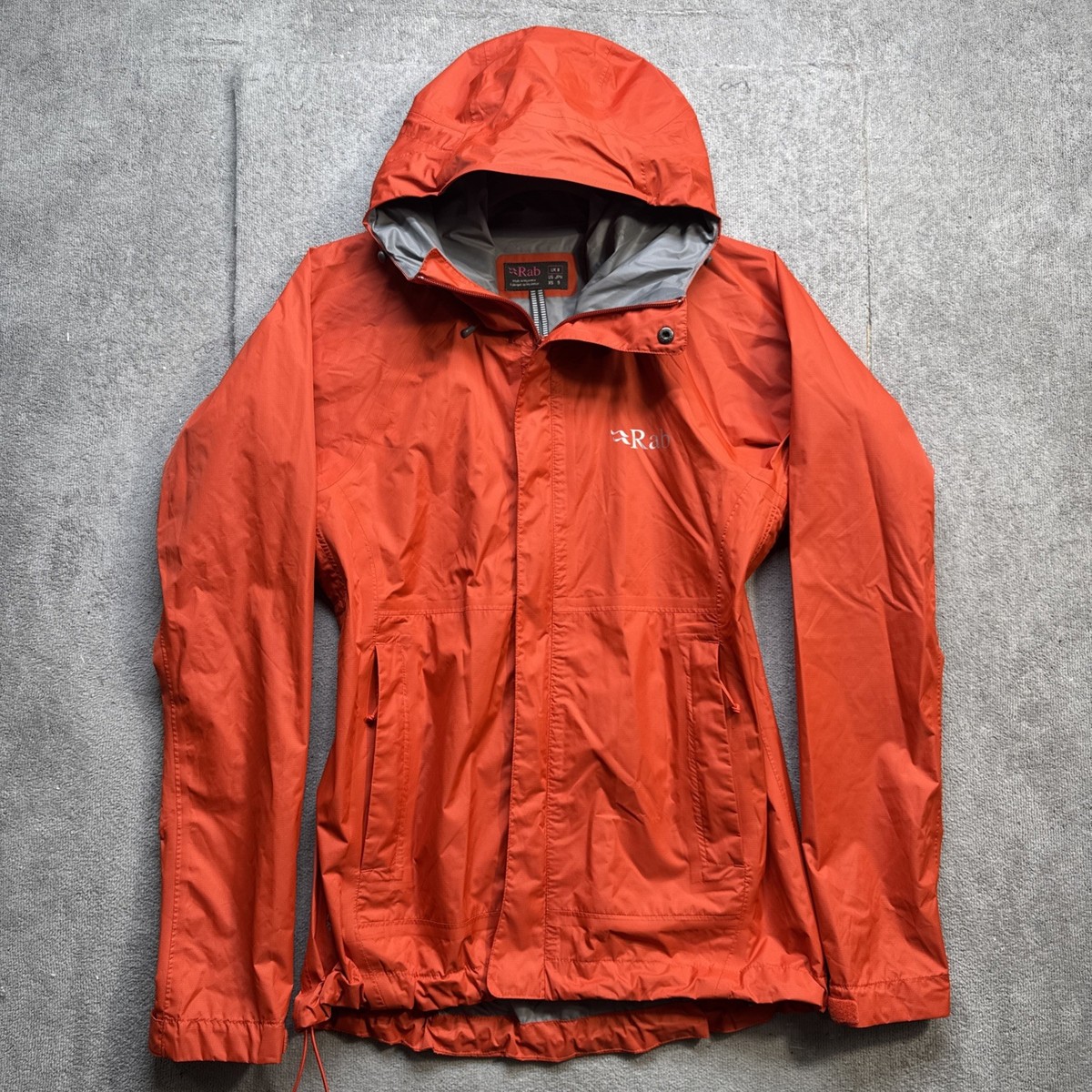 Rab Downpour Women's Waterproof Rain Jacket XS Orange Lightweight