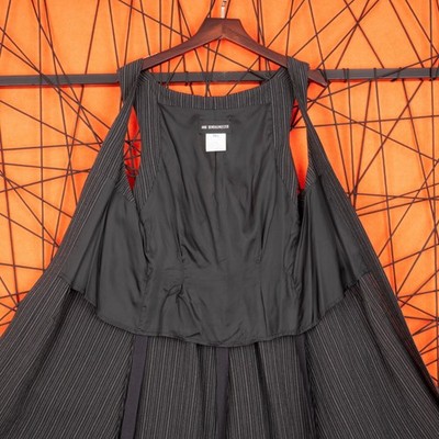 Ann Demeulemeester Gray Pinstripe Deconstructed Trench Vest Dress