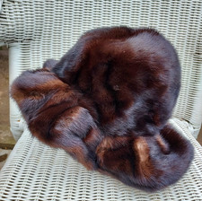 Vintage Real Genuine Fur Lenore Marshall New York Brown Mink  Fur Hat