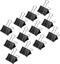 Sturdy Binder Clips for Office Use, 144 Count 12 Pack of 12 , Reusable, Black