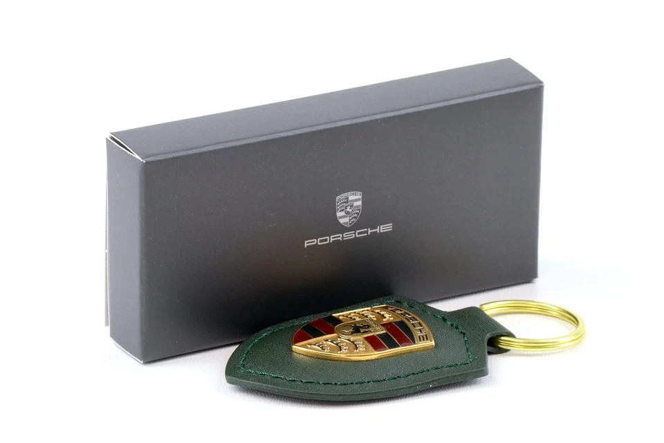Original Porsche Wappen Schlüsselanhänger Keychain Leder Oak green WAP DEALER - Bild 3 von 4